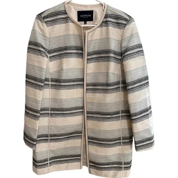 NEW- NWOT Lafayette 148 Pria Striped Long Jacket Size 8 - Picture 5 of 8